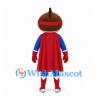 Superhero Mascot Costume with Red Eye Mask and Blue Red Suit