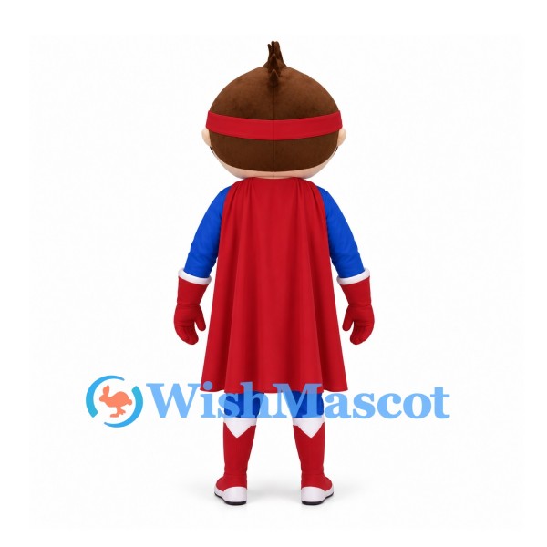 Superhero Mascot Costume with Red Eye Mask and Blue Red Suit