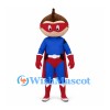 Superhero Mascot Costume with Red Eye Mask and Blue Red Suit