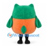 Owl Mascot Costume with Green Head and Rounded Orange Body