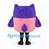 Owl Mascot Costume with Purple Head and Rounded Pink Body