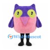 Owl Mascot Costume with Purple Head and Rounded Pink Body