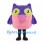 Owl Mascot Costume with Purple Head and Rounded Pink Body
