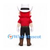 Cowboy Mascot Costume with Large Red Mustache and White Hat