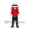 Cowboy Mascot Costume with Large Red Mustache and White Hat