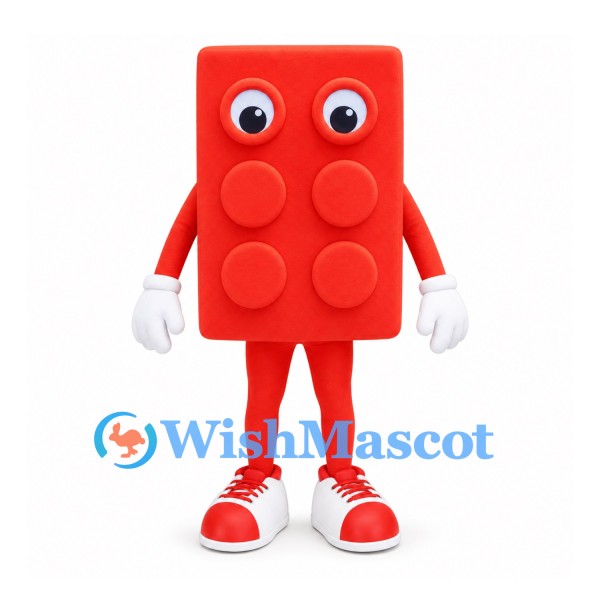 Building Brick Mascot Costume in Red with Four Raised Studs