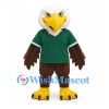 Eagle Mascot Costume with White Head and Green Sports Shirt