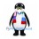 Penguin Mascot Costume with Multicolored Scarf and Blue Bow Tie