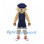 Lynx Mascot Costume with Navy Basketball Uniform and Blue Cowboy Hat
