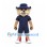 Lynx Mascot Costume with Navy Polo Shirt and Blue Cowboy Hat