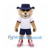 Lynx Mascot Costume with White Shirt and Navy Shorts
