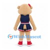 Cat Mascot Costume in Tan with Navy Cheerleader Dress
