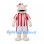 Hippo Mascot Costume in Cream with Red White Striped Soccer Shirt