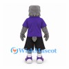 Eagle Mascot Costume in Gray with Purple Shirt and Black Shorts