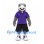 Eagle Mascot Costume in Gray with Purple Shirt and Black Shorts