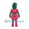 Duck Mascot Costume with Green Head and Pink Polka Dot Dress