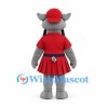 Pig Mascot Costume in Gray with Red Tennis Dress and Cap
