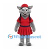 Pig Mascot Costume in Gray with Red Tennis Dress and Cap