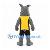 Bulldog Mascot Costume in Gray with Yellow Black Sports Uniform