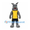 Bulldog Mascot Costume in Gray with Yellow Black Sports Uniform