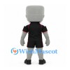 Tiki Warrior Mascot Costume with Gray Mask and Black Sports Uniform