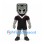 Tiki Warrior Mascot Costume with Gray Mask and Black Sports Uniform