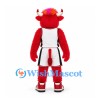 Bull Mascot Costume in Red with White Basketball Uniform