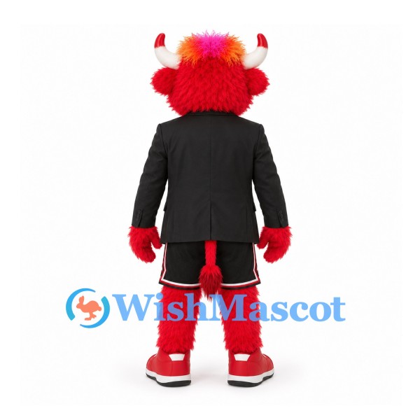 Bull Mascot Costume in Red with Black Blazer and Shorts