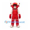 Bull Mascot Costume in Red with Red Basketball Uniform