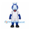 Horse Mascot Costume in Blue with White Sports Uniform