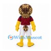 Eagle Mascot Costume with Layered Tan Feathers and Burgundy Shirt