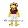 Eagle Mascot Costume with Layered Tan Feathers and Burgundy Shirt