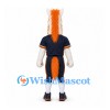 Horse Mascot Costume with Orange Mane and Navy Sports Uniform