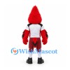 Cardinal Mascot Costume with Red Feathers and White Sports Shirt