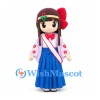 Girl Mascot Costume with White Floral Top and Blue Hakama Skirt