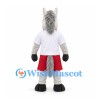Donkey Mascot Costume in Gray with White Shirt and Red Shorts