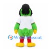 Parrot Mascot Costume in Green with White Baseball Shirt and Black Cap