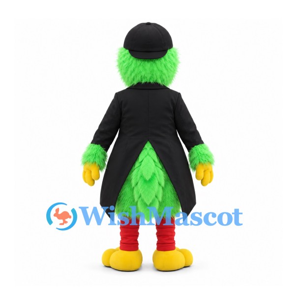 Parrot Mascot Costume in Green with Black Tuxedo Tailcoat