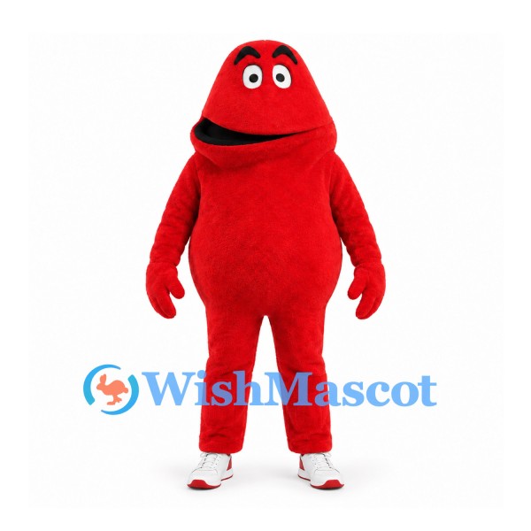 Monster Mascot Costume in Red with Pointed Head and White Shoes