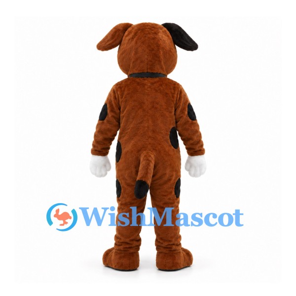 Dog Mascot Costume in Brown with White Belly and Red Collar