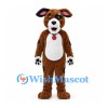 Dog Mascot Costume in Brown with White Belly and Red Collar