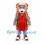Bear Mascot Costume with Red Sports Uniform and Feather Headdress