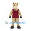 Horse Mascot Costume in Cream with Burgundy Sleeveless Shirt