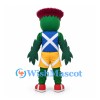 Thistle Mascot Costume with Blue Scottish Flag Sports Shirt