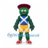 Thistle Mascot Costume with Blue Scottish Flag Sports Shirt