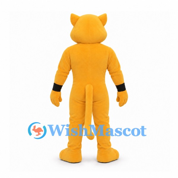 Lioness Mascot Costume with Muscular Gold Body and Black Wristbands