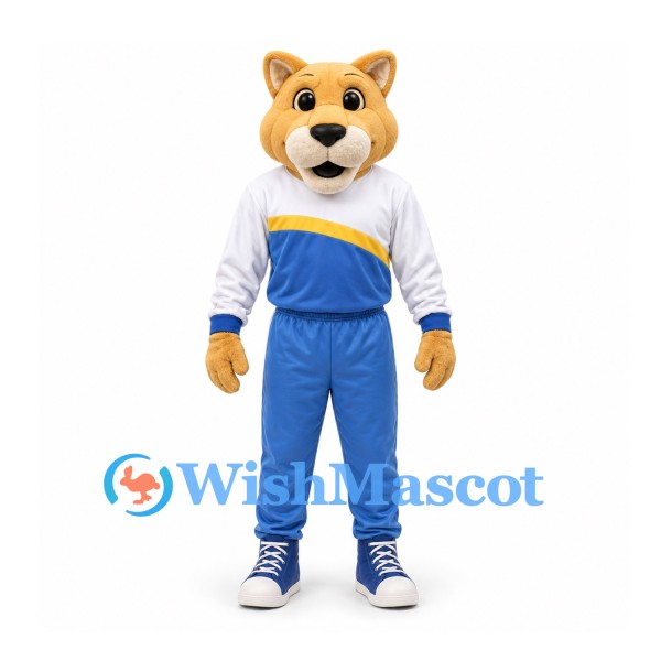 Lioness Mascot Costume with Blue White Tracksuit