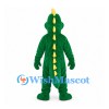 Crocodile Mascot Costume in Green with Yellow Belly and Back Spikes