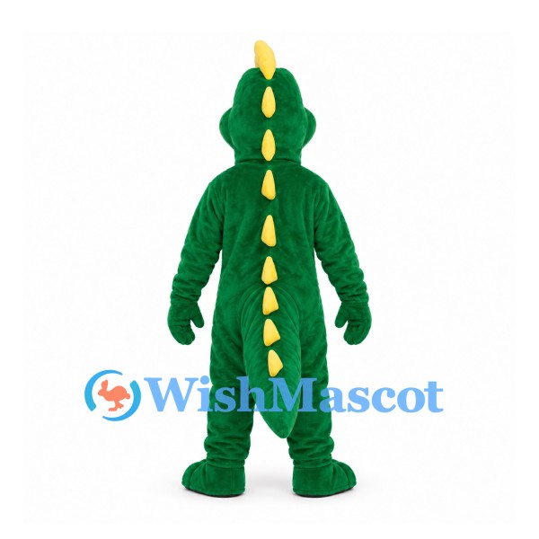 Crocodile Mascot Costume in Green with Yellow Belly and Back Spikes