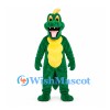 Crocodile Mascot Costume in Green with Yellow Belly and Back Spikes